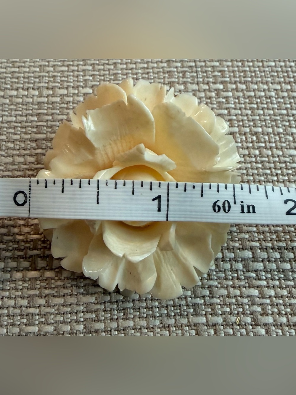 Carved Cream Rose Celluloid Very Vintage Brooch - Picture 13 of 14